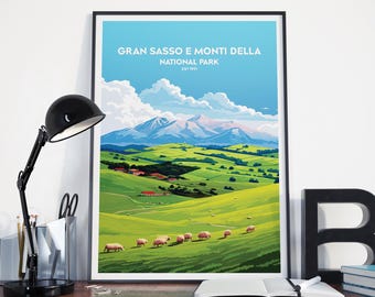 Gran Sasso and Monti Della Laga National Park Poster Gran Sasso National Park Print Minimalist Poster Print Home Decor Wall Art Travel Gift