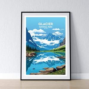 glace staatler park plakat gletscher nationalpark druck minimalistische plakat druck home decor wand kunst reise geschenk WPA