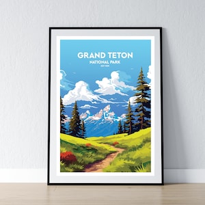 Grand Teton National Park Poster Grand Teton National Park Print Minimalist Poster Print Home Decor Wall Art Travel Gift WPA