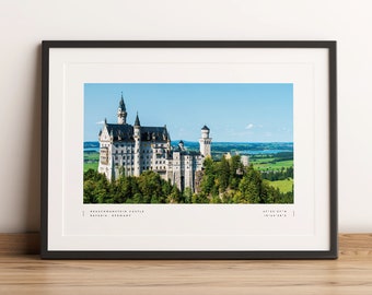 Neuschwanstein Castle Print, Neuschwanstein Castle Poster, Neuschwanstein Coordinates, Neuschwanstein Wall Art, Neuschwanstein Travel, Decor