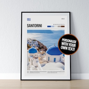 Santorini Poster Santorini Wall Art Santorini Koordinaten Griechenland Fotodruck Griechisches Reisegeschenk Poster Print Home Wanddekor