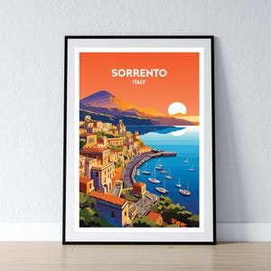 Sorrento Poster Sorrento Druck Sorrento Wand Kunst Geschenk Reise Poster Druck Home Wand Dekor Illustration Amalfi Italien WPA