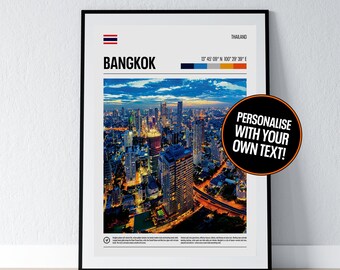 Bangkok Poster Bangkok Wall Art Bangkok Coordinates Thailand Photo Print Thai Travel Gift Poster Print Home Wall Decor