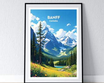 Banff Poster Banff Print Canada Wall Art Gift Travel Poster Print Home Wall Decor Illustration