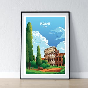 Poster di Roma, stampa di Roma, arte murale di Roma, regalo, poster di viaggio, stampa, decorazione murale per la casa, illustrazione, arte murale Italia, poster Italia, stampa Italia WPA