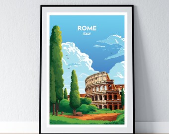 Rome Poster Rome Print Rome Wall Art Gift Travel Poster Print Home Wall Decor Illustration Italy Wall Art Italy Poster Italy Print WPA