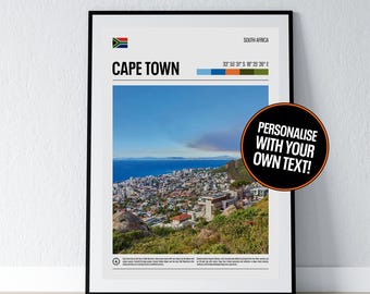 Cape Town Poster Cape Town Wall Art Cape Town Coordinates South Africa Photo Print Travel Gift Poster Print Home Wall Decor