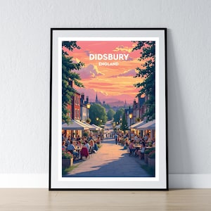 Didsbury-affisch Didsbury-tryck Manchester Väggkonst Present Resa Poster Tryck Hem Väggdekor Illustration