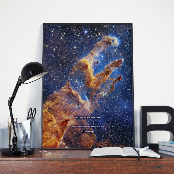 Impression des piliers de la création, citation de Carl Sagan, affiche, impression, citation inspirante, terre, astronomie, minimaliste, art mural, décoration d'intérieur, espace