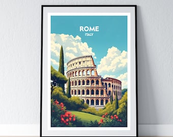 Rome Poster Rome Print Rome Wall Art Gift Travel Poster Print Home Wall Decor Illustration Italy Wall Art Italy Poster Italy Print WPA