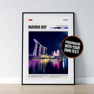 Marina Bay Singapore Poster Singapore Wall Art Singapore Art Coordinates Marina Bay Photo Print Travel Gift Poster Print Home Wall Decor