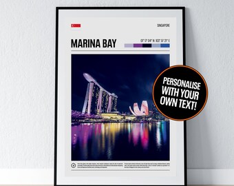 Marina Bay Singapore Poster Singapore Wall Art Singapore Art Coordinates Marina Bay Photo Print Travel Gift Poster Print Home Wall Decor