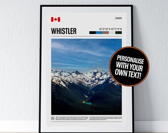 Whistler Poster Whistler Wall Art Whistler Coordinates British Columbia Canada Photo Print Travel Gift Poster Print Home Wall Decor