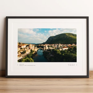 Mostar Print, Mostar Poster, Mostar Coordinates, Mostar Wall Art, Mostar Photo Print, Mostar Travel, Wall Decor, Bosnia Herzegovina Print