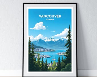 Vancouver Poster Vancouver Print Canada Wall Art Gift Travel Poster Print Home Wall Decor Illustration