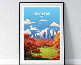 New York Poster New York Print New York Wall Art Gift United States Poster Print New York USA Home Wall Decor Illustration
