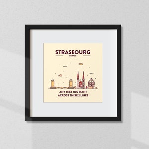 Personalisierter Straßburg Druck, Individuelle Straßburg Poster, Straßburg Koordinaten, Straßburg Wandkunst, Wanddruck, Reisegeschenk, Souvenir