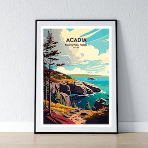 Acadia National Park Poster Acadia National Park Druck Minimalistisches Poster Print Wohnkultur Wand Kunst Reise Geschenk WPA