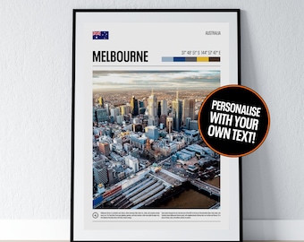 Melbourne Poster Melbourne Wall Art Melbourne Coordinates Australia Photo Print Australian Travel Gift Poster Print Home Wall Decor