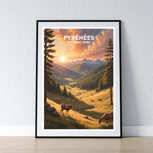 Pyrenäen Nationalpark Poster Pyrenäen Nationalpark Druck Minimalistisches Poster Print Wohnkultur Wand Kunst Reise Geschenk WPA