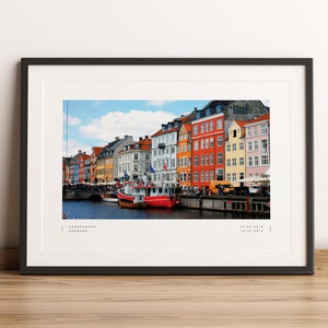 Copenhagen Nyhavn Print, Copenhagen Poster, Copenhagen Coordinates, Copenhagen Wall Art, Copenhagen Photo Print, Copenhagen Travel