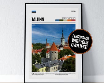 Tallinn Poster Tallinn Wall Art Tallinn Estonia Coordinates Photo Print Travel Gift Poster Print Home Wall Decor