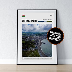 Aberystwyth Poster Aberystwyth Wall Art Aberystwyth Coordinates Wales Photo Print Welsh Travel Gift Poster Print Home Wall Decor