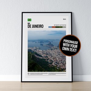 Rio De janeien Poster Brasilien Wandkunst Brasilien Brasilien Koordinaten Fotodruck Reisegeschenk Poster Druck Home Wanddeko