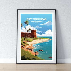 Poster del Parco Nazionale di Dry Tortugas, stampa minimalista del Parco Nazionale di Dry Tortugas, decorazione da parete per la casa, regalo da viaggio WPA
