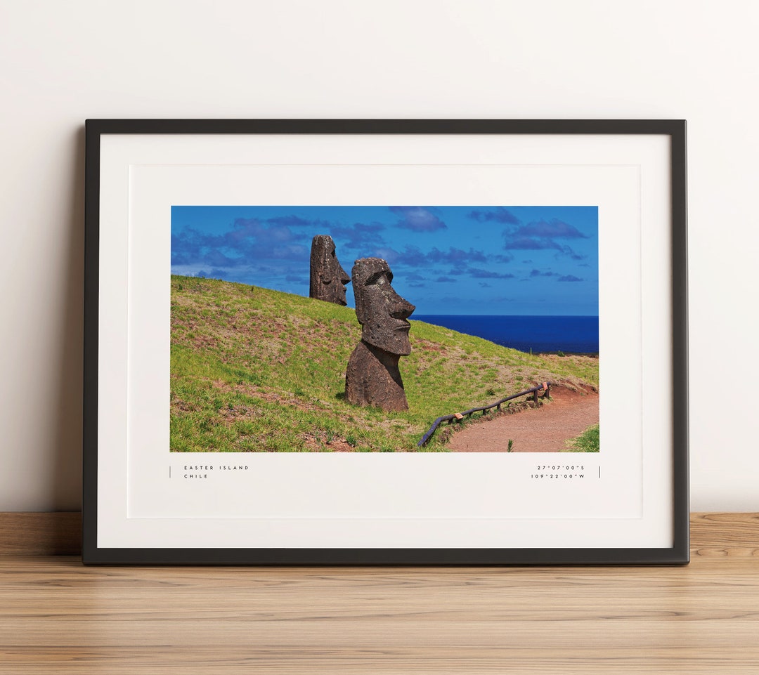 Easter Island Print, Easter Island Poster, Easter Island Coordinates