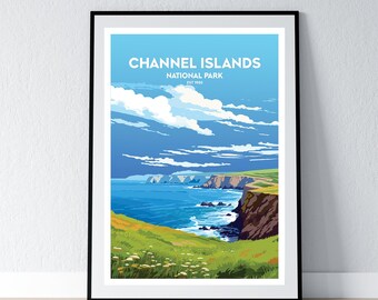 Kanalöarnas nationalpark-affisch Kanalöarnas nationalpark-tryck Minimalistisk affischtryck Heminredning Väggkonst Resepresent WPA