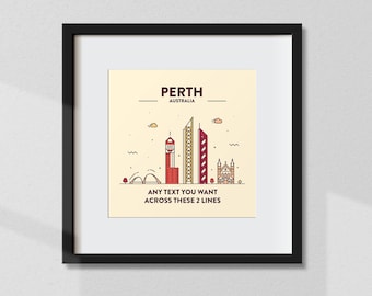 Personalised Perth Print, Customised Perth Poster, Perth Coordinates, Perth Wall Art, Wall Print, Travel Gift, Souvenir, Home Decor