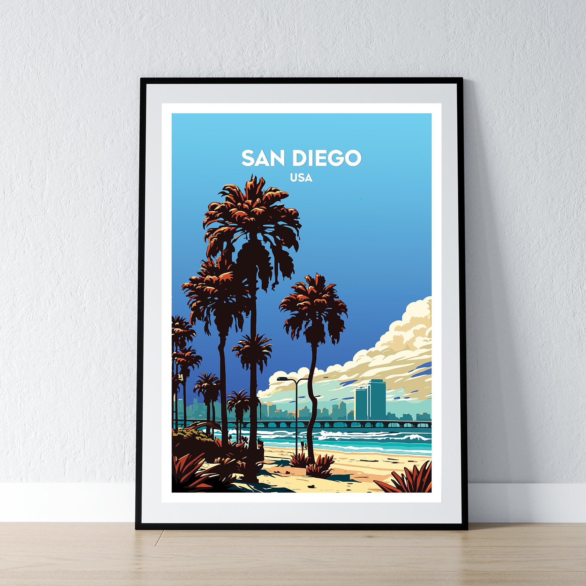 San Diego Poster San Diego Print San Diego Wall Art Gift Travel Poster ...