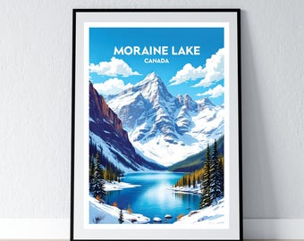 Moraine Lake Poster Banff Print Canada Wall Art Gift Travel Poster Print Home Wall Decor Illustration