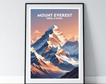 Stampa del Monte Everest, Poster del Monte Everest, Coordinate del Monte Everest, Arte della parete del Monte Everest, Stampa fotografica del Monte Everest, Viaggio dell'Everest