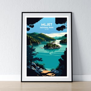 Mljet National Park Poster Mljet National Park Druck Minimalistisches Poster Print Wohnkultur Wand Kunst Reise Geschenk WPA