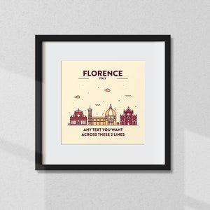 Personalised Florence Print, Customised Florence Poster, Florence Coordinates, Florence Wall Art, Wall Print, Travel Gift, Souvenir, Decor