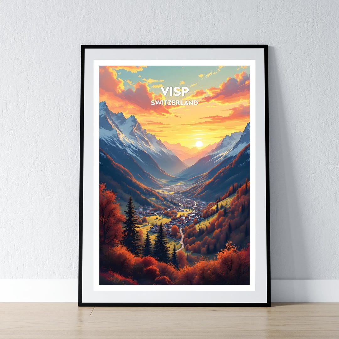 Visp Switzerland Poster Visp Print Swiss Alps Wall Art Gift Travel