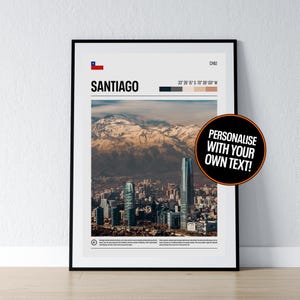 Santiago Poster Santiago Wandkunst Santiago Chile Koordinaten Fotodruck Reisegeschenk Poster Druck Home Wanddekor