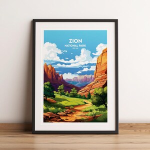 Zion Nationalpark Poster Zion Nationalpark Druck Minimalistisches Poster Druck Wohnkultur Wand Kunst Reise Geschenk, WPA Poster Druck