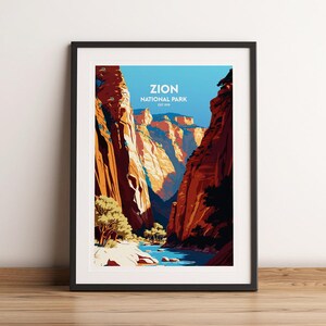Zion Nationalpark Poster Zion Nationalpark Druck Minimalistisches Poster Druck Wohnkultur Wand Kunst Reise Geschenk, WPA Poster Druck