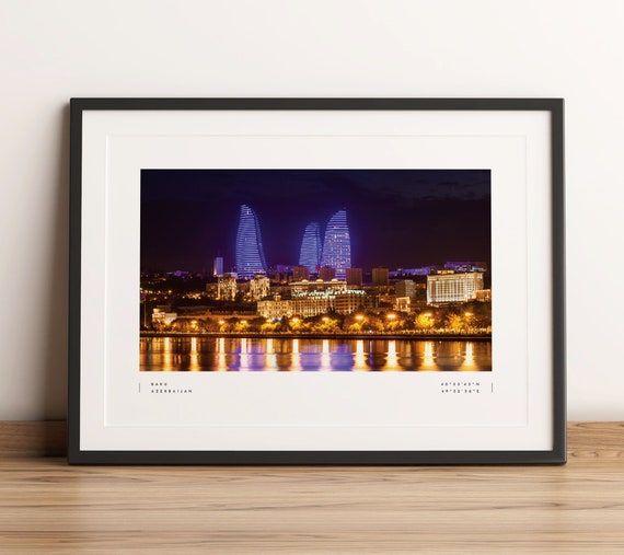 Baku Print, Baku Poster, Baku Coordinates, Baku Wall Art, Baku