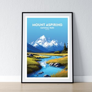 Mount Aspiring National Park Poster Aspiring National Park Print Minimalistisches Poster Druck Wohnkultur Wandkunst Reisegeschenk WPA