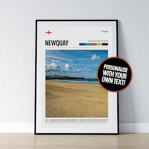 Newquay Poster Newquay Wall Art Newquay Cornwall Koordinaten Fotodruck Reisegeschenk Poster Druck Home Wanddeko