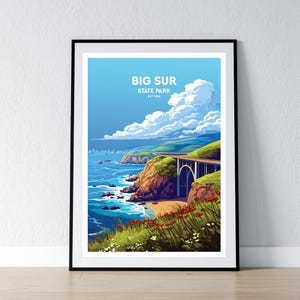 Big Sur Poster Druck Big Sur Wand Kunst Geschenk Reise Poster Druck Haus Wand Dekor Illustration California Wall Art WPA
