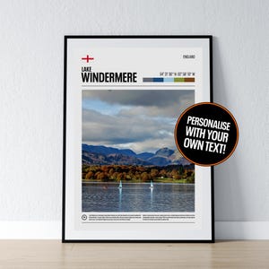 Lake Windermere Poster Windermere Wall Art Seenplatte Koordinaten Fotodruck Reisegeschenk British Poster Print Home Wanddeko