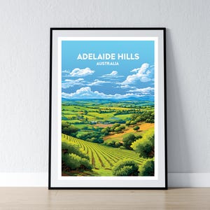 Adelaide Hills Poster Adelaide Hills Druck Adelaide Hills Wandkunst Geschenk Reise Poster Druck Hauswanddekor Illustration WPA