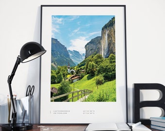Lauterbrunnen Print, Lauterbrunnen Poster, Lauterbrunnen Coordinates, Lauterbrunnen Wall Art, Switzerland Photo Print, Lauterbrunnen Travel
