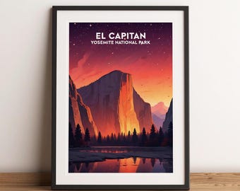 Yosemite National Park Print, Yosemite Poster, El Capitan Print, El Capitan Poster, National Park Poster Print, National Park Wall Art