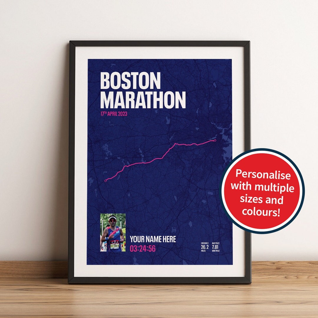 Personalised Boston Marathon Time Poster Marathon Print Etsy